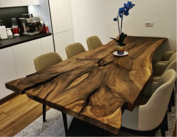 Bookmached walnut table